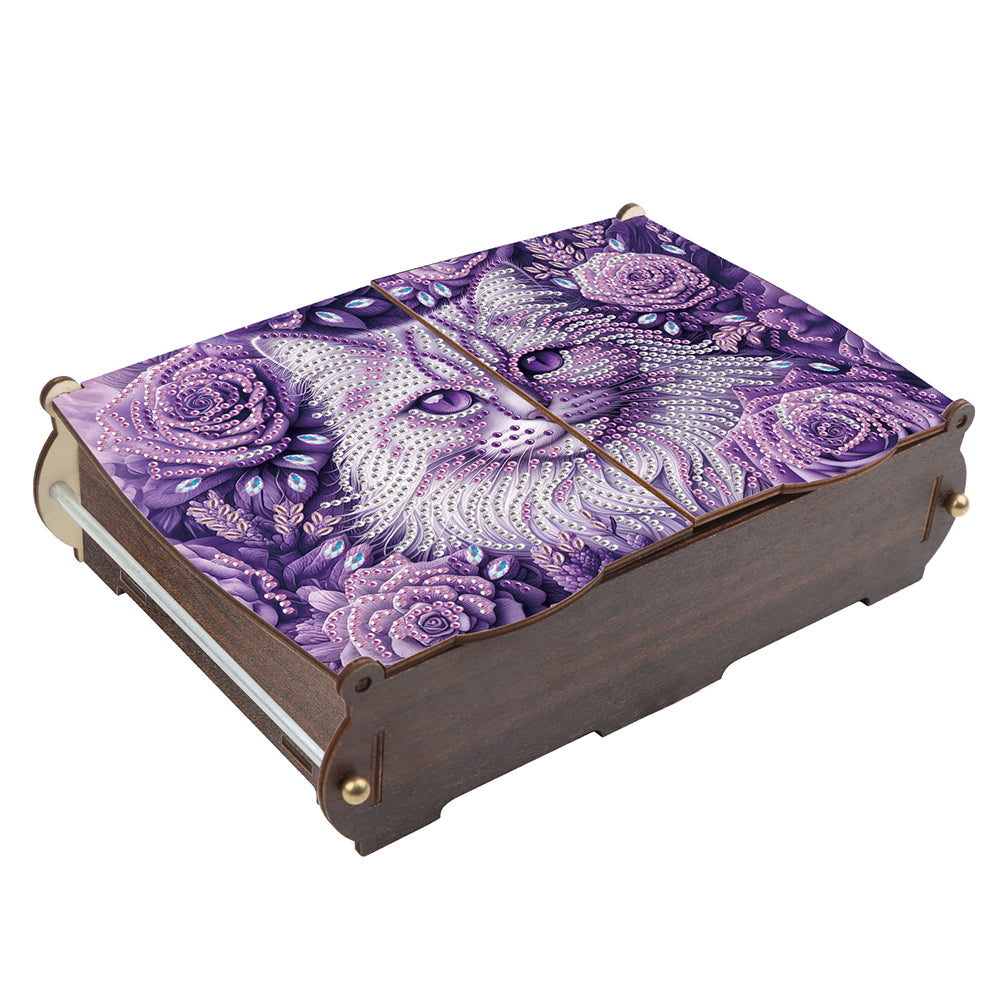 Diamond Painting Storage Box DIY 5D Diamond Painting Jewelry Box for Women (Cat)