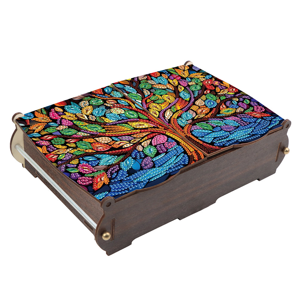 Diamond Painting Storage Box DIY 5D Diamond Painting Jewelry Box for Women(Tree)