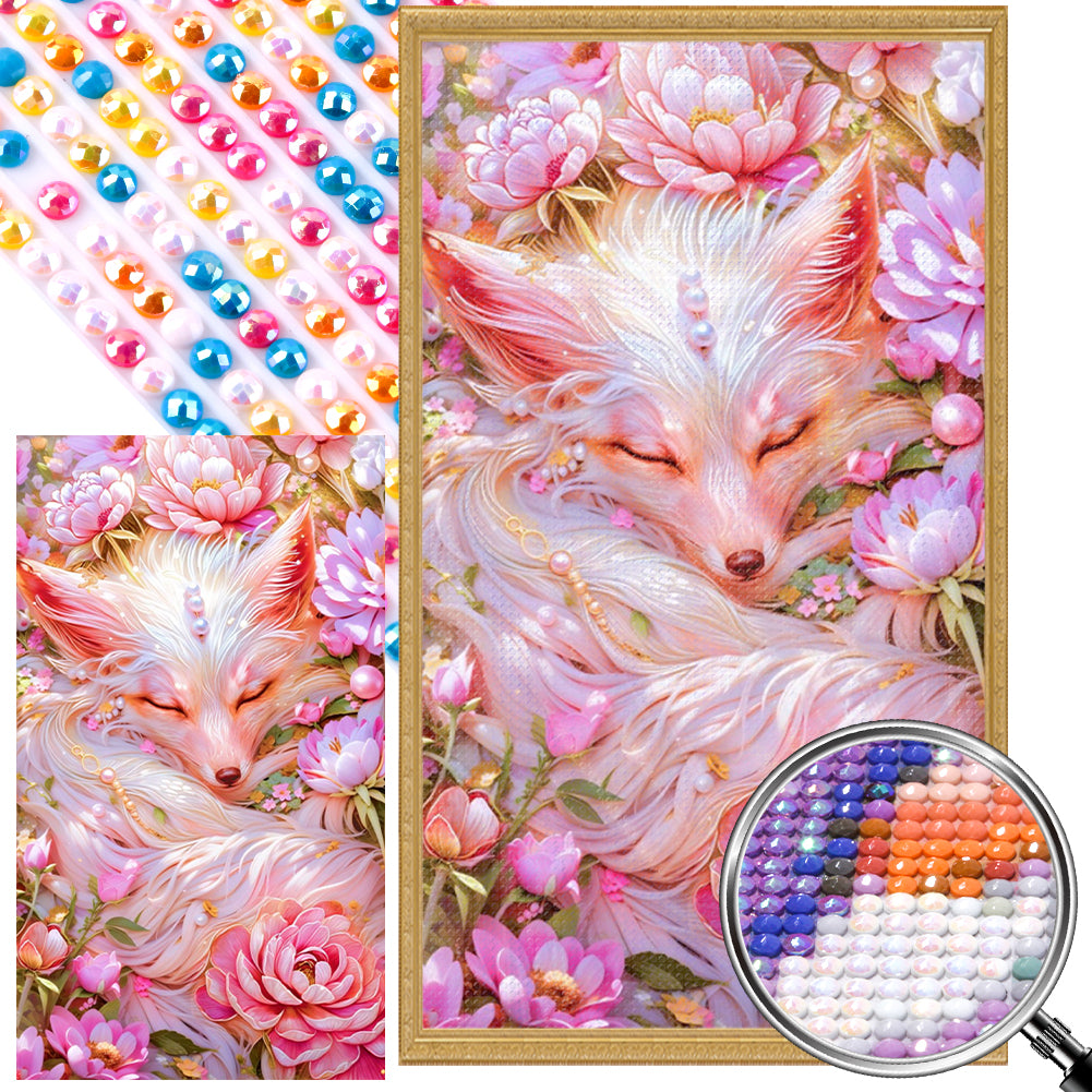 AB Diamond Painting - Full Round - Fox In The Flowers (40*70CM)