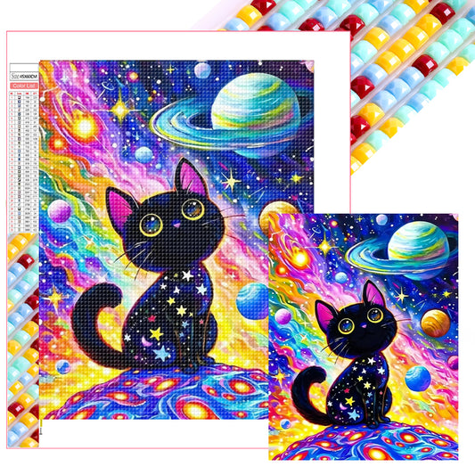 Diamond Painting - Full Square - Starry Sky Black Cat (45*60CM)