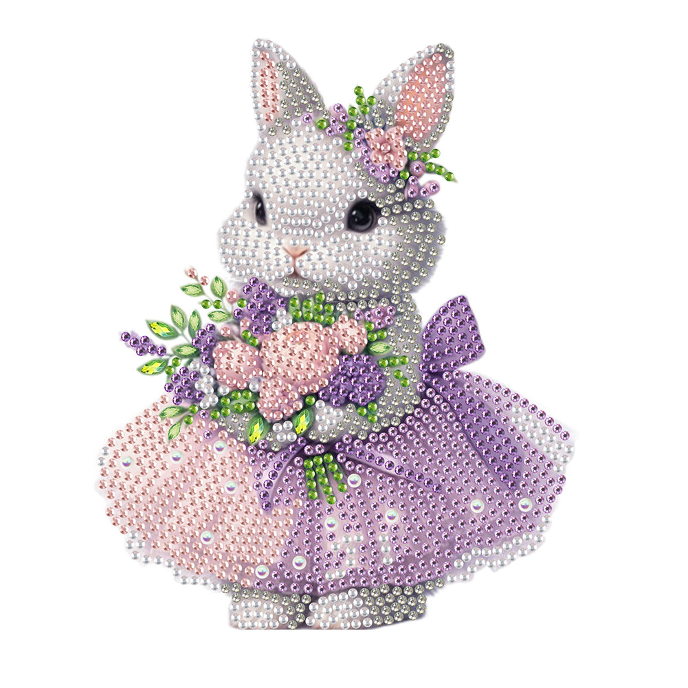 Acrylic Shaking Head Rabbit Table Top Diamond Painting Ornament Kits for Decor