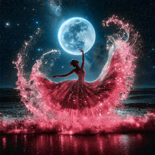 Load image into Gallery viewer, Diamond Painting - Full Round - Dancing Girl Under The Moon (40*40CM)
