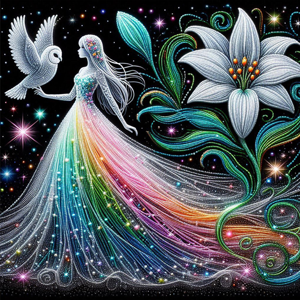 Diamond Painting - Full Round - Girl And Flower (40*40CM)