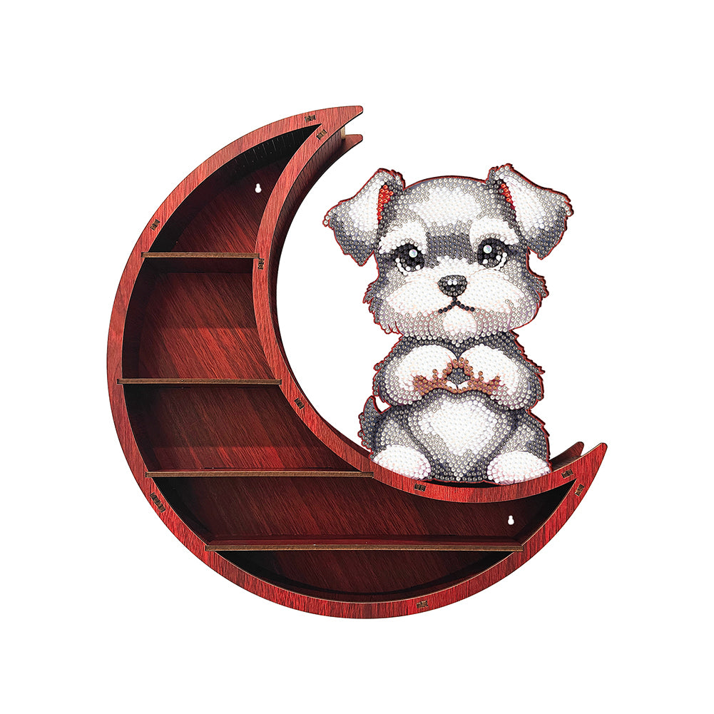 Lunar Design DIY Diamond Painting Wall Shelf for Home Decoration (Dog B)