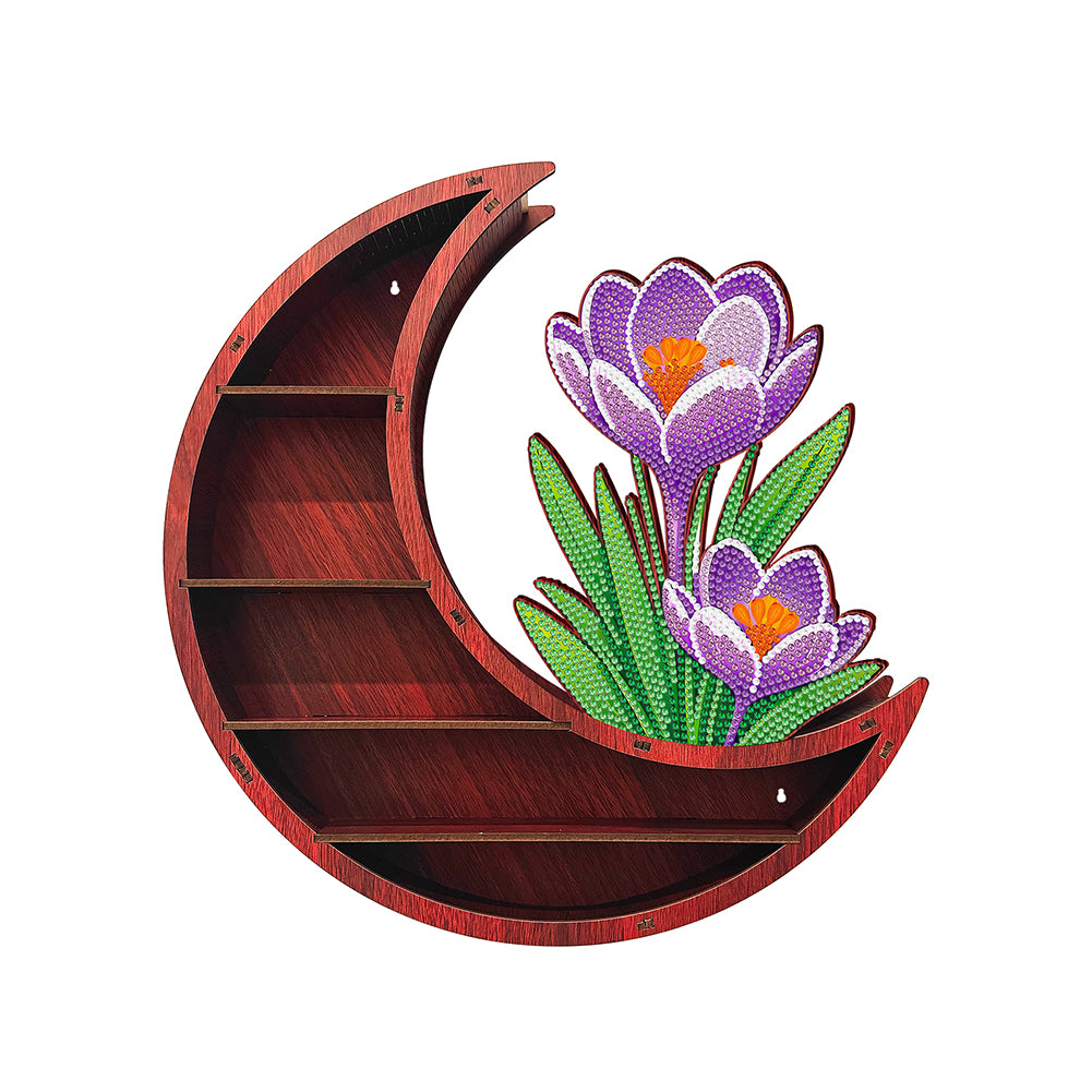 Lunar Design DIY Diamond Painting Wall Shelf for Home Decoration (Flower)