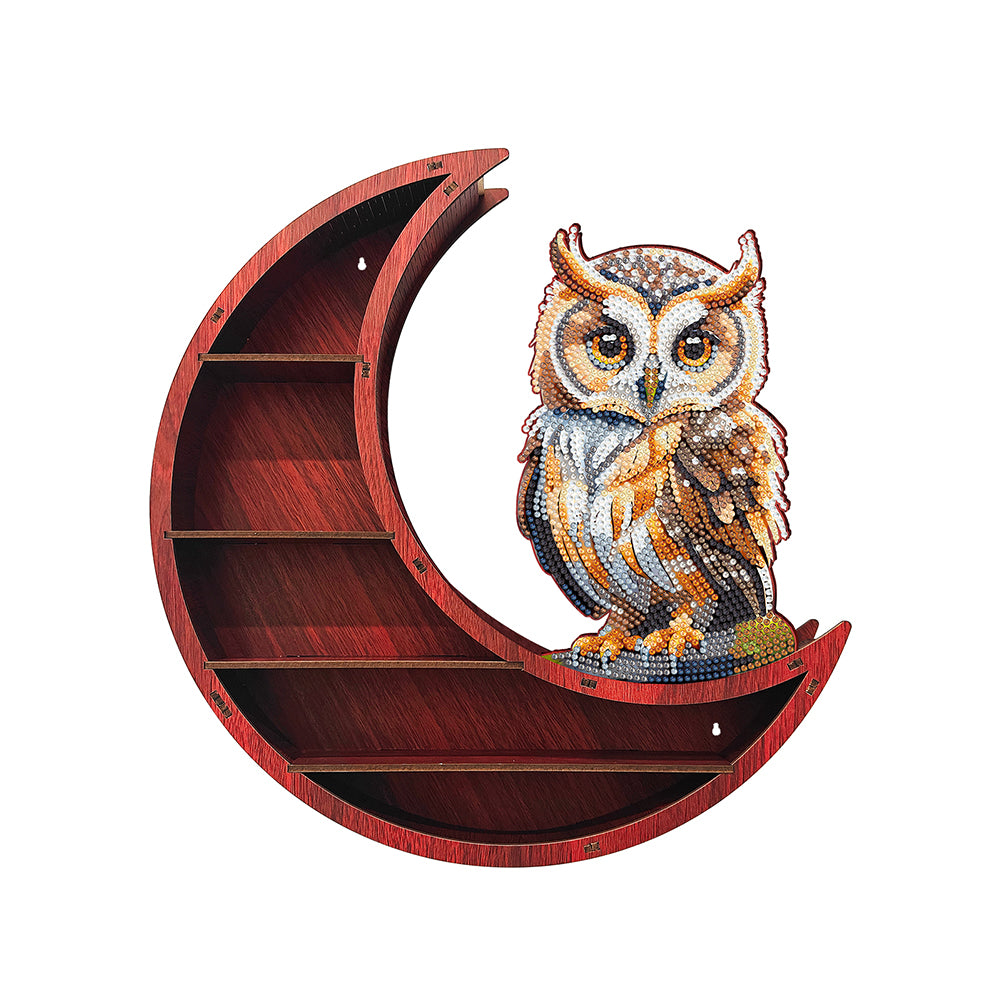 Lunar Design DIY Diamond Painting Wall Shelf for Home Decoration (Owl A)