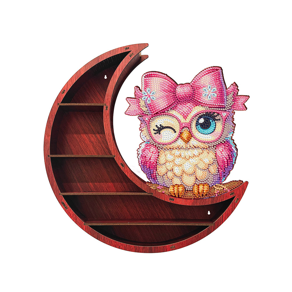 Lunar Design DIY Diamond Painting Wall Shelf for Home Decoration (Owl B)