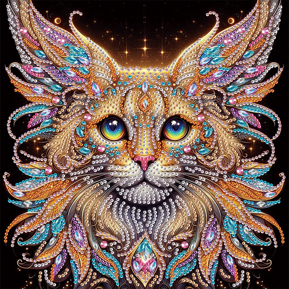 Diamond Painting - Partial Special Shaped - Colorful Cat (30*30CM)