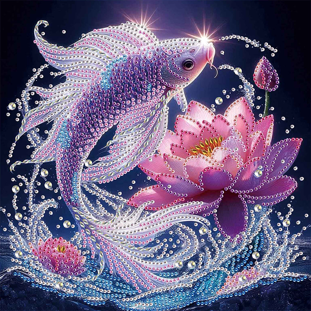 Diamond Painting - Partial Special Shaped - Purple Light Fish (30*30CM)