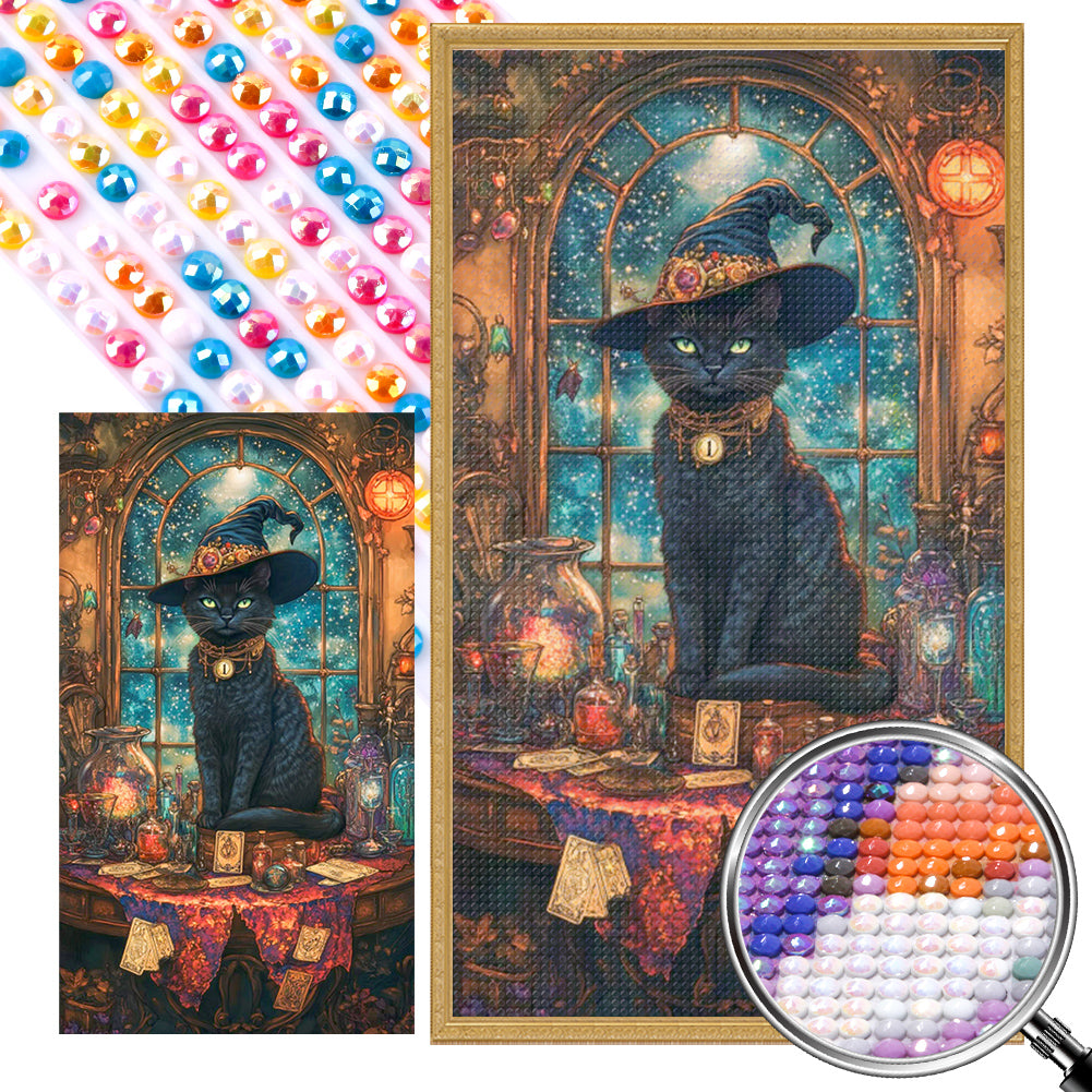 AB Diamond Painting - Full Round - Magic Black Cat (40*70CM)