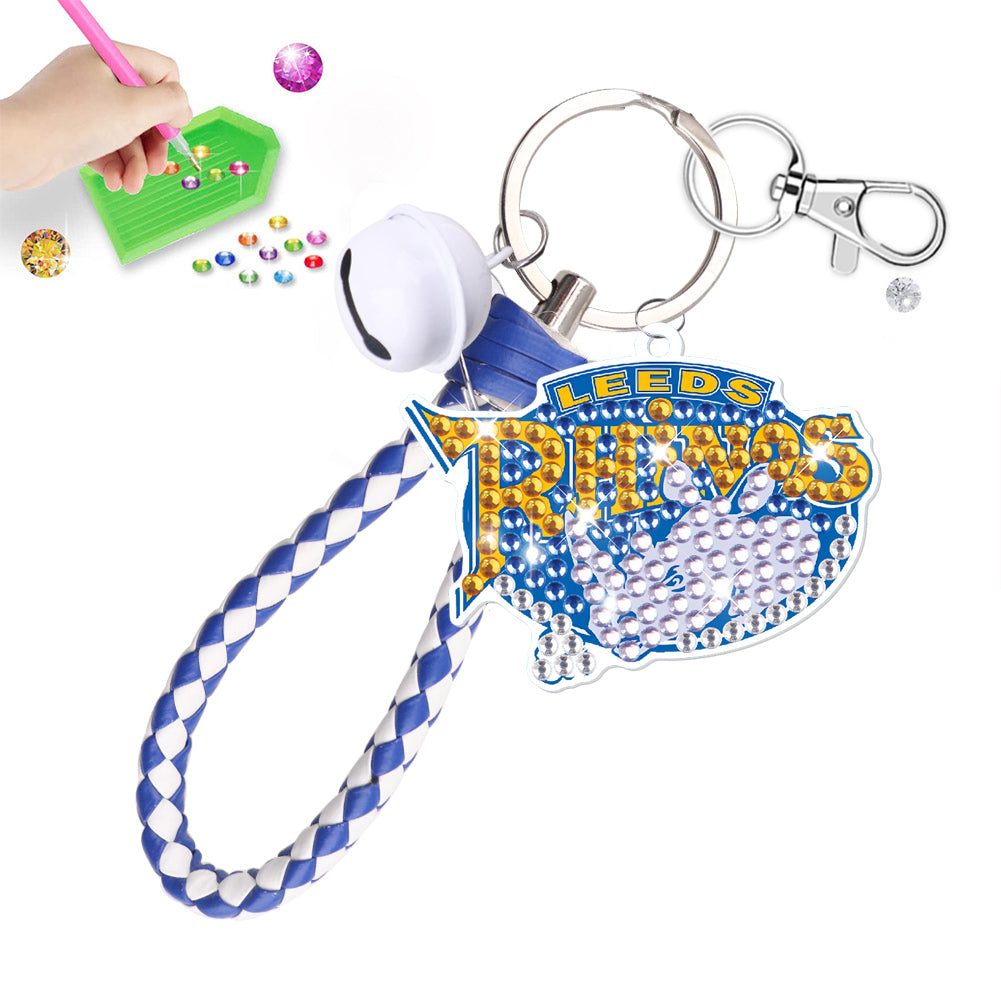Leeds Rhinos Diamond Painting Keychain Diamond Painting Art Pendant Keychain