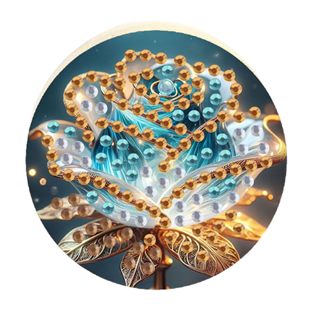 Wooden PET DIY Diamond Painting Magnets Jar Opener Kit Kitchen Tool (Flower B)