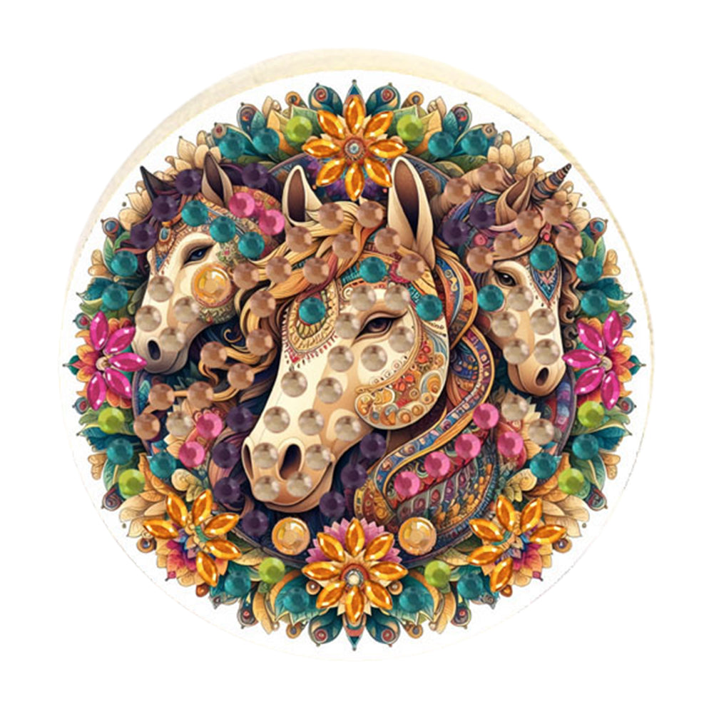 Wooden PET DIY Diamond Painting Magnets Jar Opener Kit Kitchen Tool (Horse)