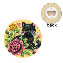 Load image into Gallery viewer, Wooden PET DIY Diamond Painting Magnets Jar Opener Kit Kitchen Tool (Black Cat)
