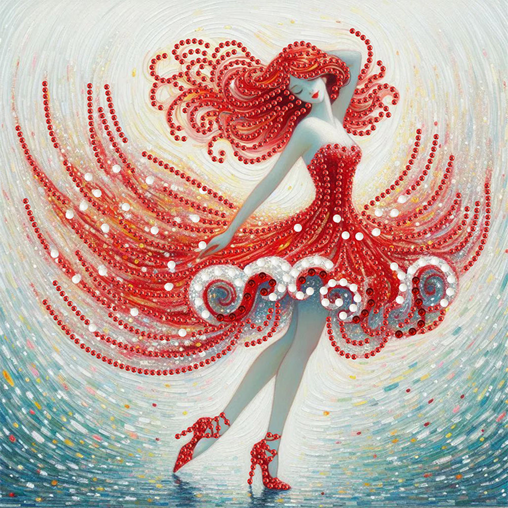 Diamond Painting - Partial Special Shaped - Red-Haired Girl (30*30CM)
