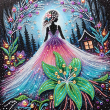 Load image into Gallery viewer, Diamond Painting - Partial Special Shaped - Girl And Flower (30*30CM)
