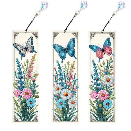3Pcs Garden Butterfly DIY Diamond Painting Bookmark for Reading Enthusiasts