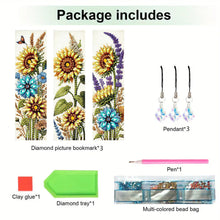 Load image into Gallery viewer, 3Pcs Sunflower DIY Diamond Painting Bookmark for Reading Enthusiasts Book Lovers
