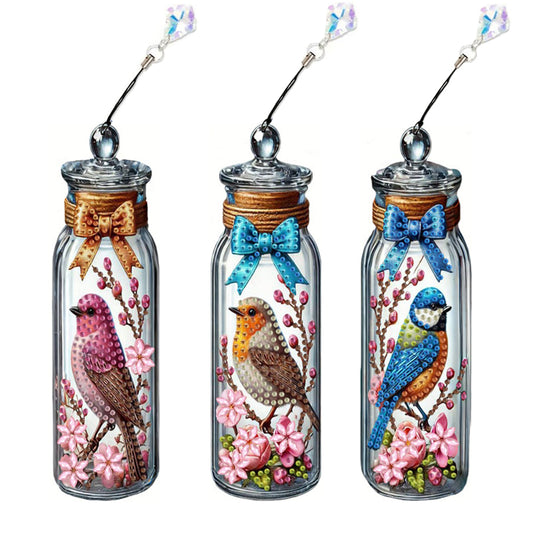 3Pcs Bird In A Glass Bottle DIY Diamond Painting Bookmark for Reading Enthusiast