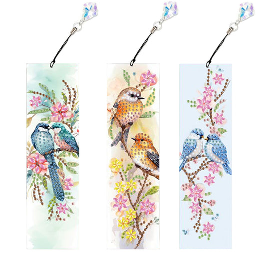 3Pcs Bird On A Branch DIY Diamond Painting Bookmark for Reading Enthusiasts
