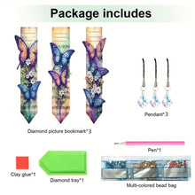 Load image into Gallery viewer, 3Pcs Music Sheet Butterfly DIY Diamond Painting Bookmark for Reading Enthusiasts
