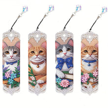 Load image into Gallery viewer, 4Pcs Cat DIY Diamond Painting Bookmark for Reading Enthusiasts Book Lovers
