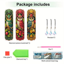 Load image into Gallery viewer, 3Pcs Owl DIY Diamond Painting Bookmark for Reading Enthusiasts Book Lovers
