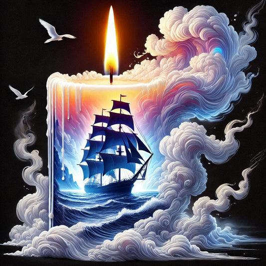 Diamond Painting - Full Round - Sailboat In Candles (40*40CM)
