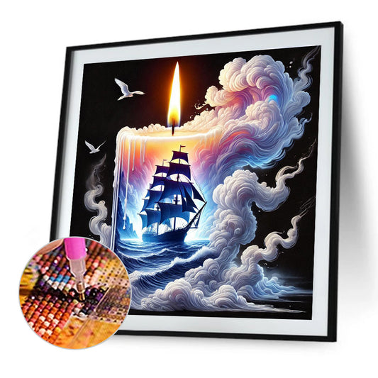 Diamond Painting - Full Round - Sailboat In Candles (40*40CM)