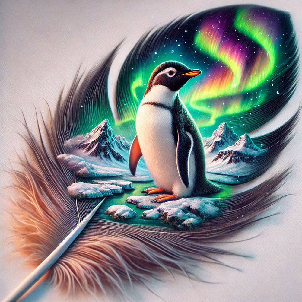 Diamond Painting - Full Round - Penguin In Feathers (40*40CM)