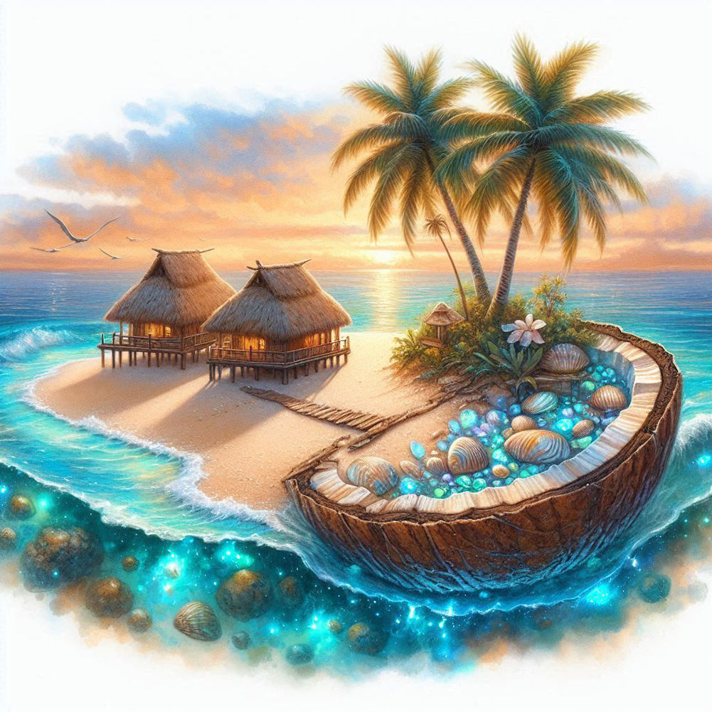 Diamond Painting - Full Round - Coconut Island Scenery (40*40CM)