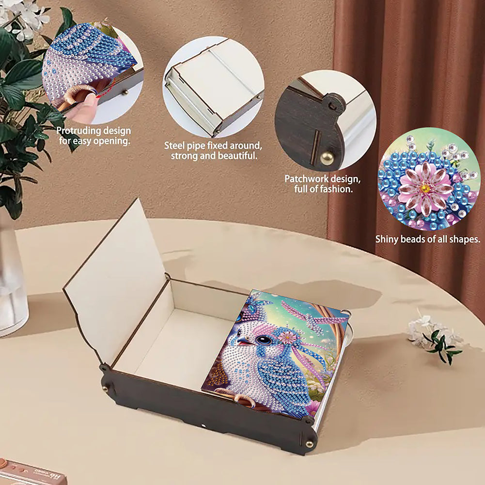 Diamond Painting Storage Box DIY 5D Diamond Painting Jewelry Box (Bird)