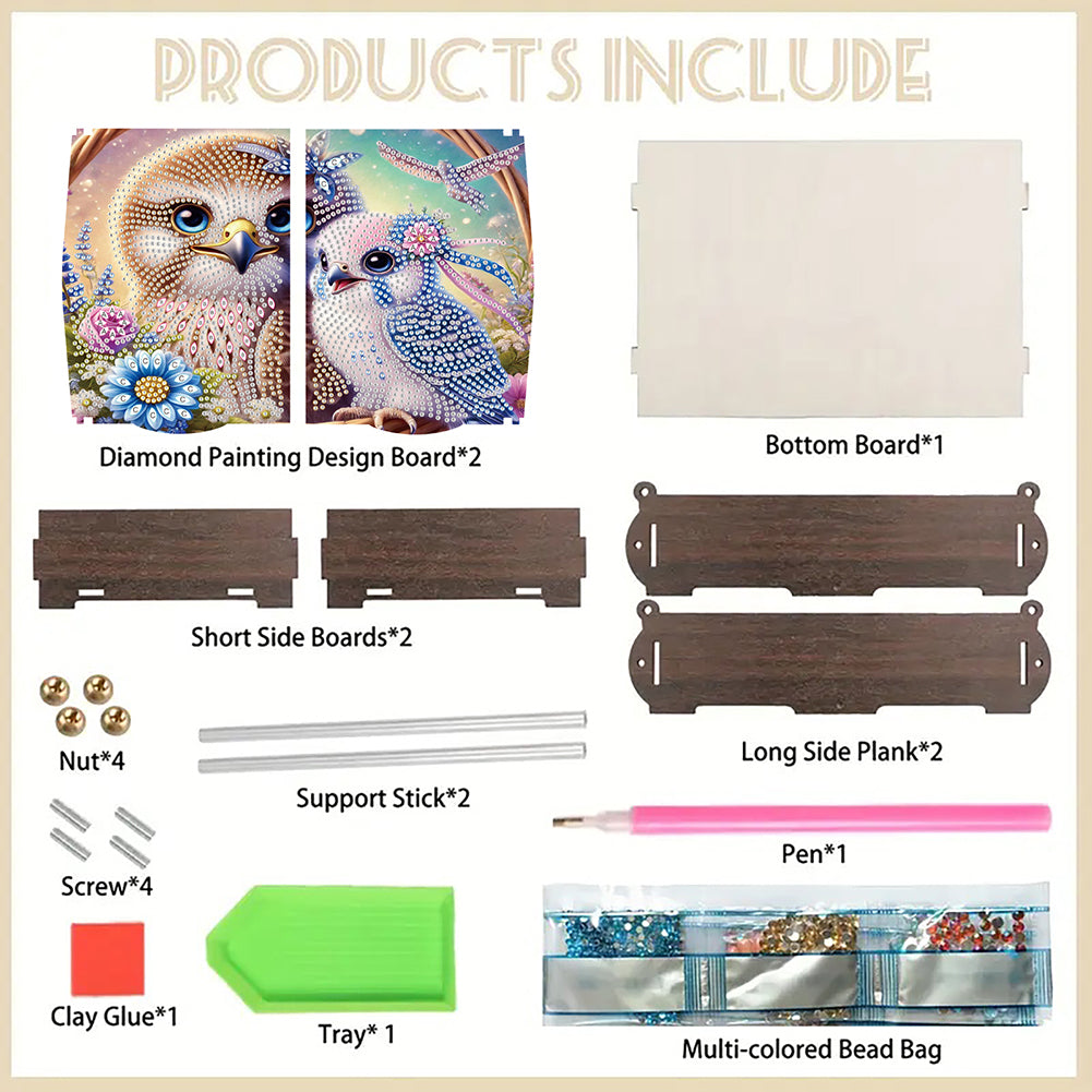 Diamond Painting Storage Box DIY 5D Diamond Painting Jewelry Box (Bird)