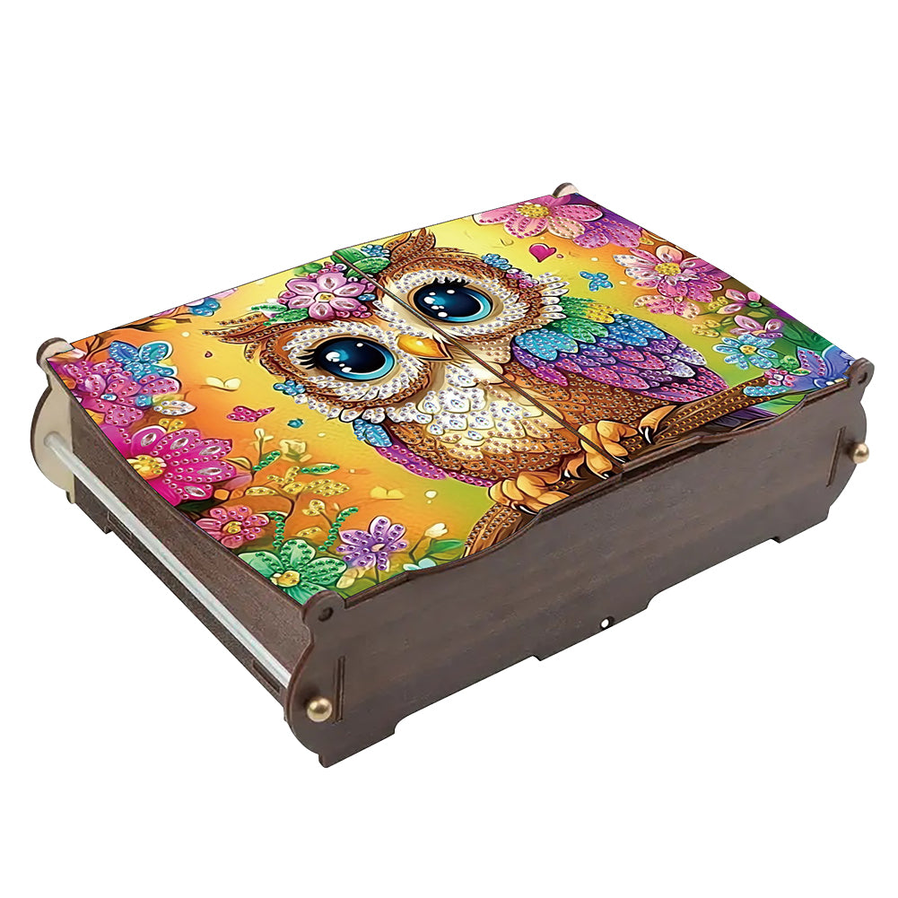 Diamond Painting Storage Box DIY 5D Diamond Painting Jewelry Box (Owl A)