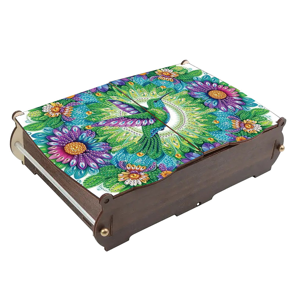 Diamond Painting Storage Box DIY 5D Diamond Painting Jewelry Box (Hummingbird)