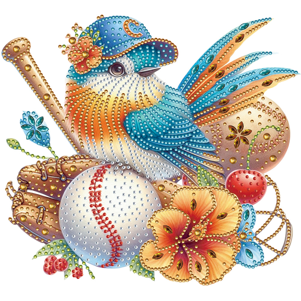 Diamond Painting - Partial Special Shaped - Bird And Baseball (30*30CM)