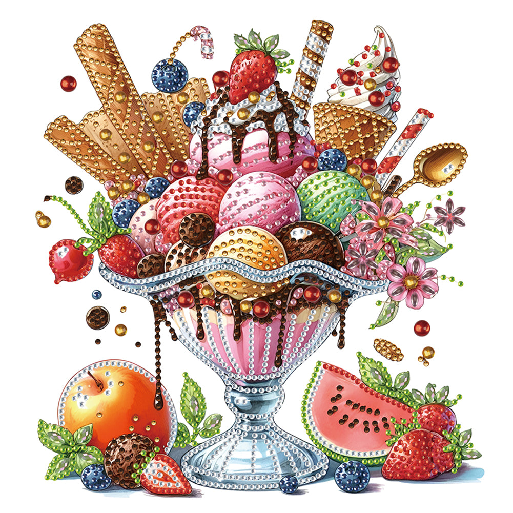Diamond Painting - Partial Special Shaped - Ice Cream Dessert (30*30CM)