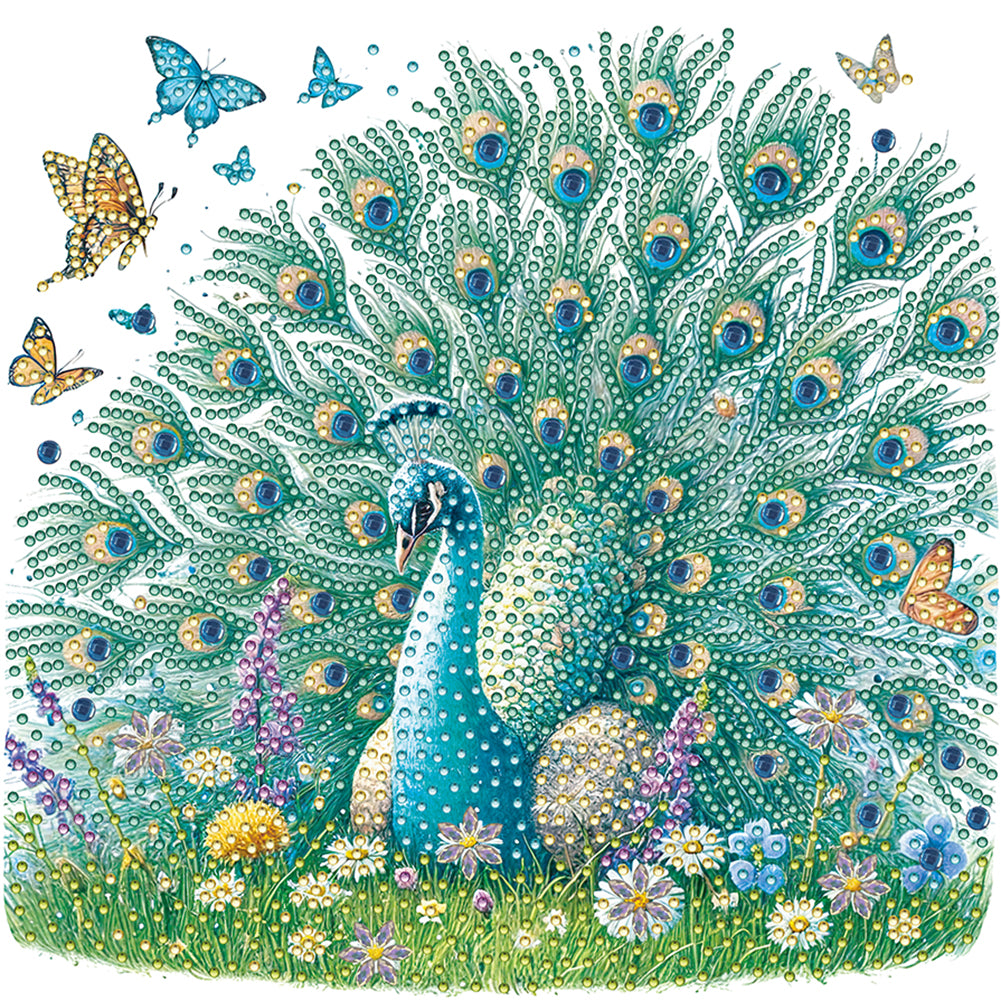 Diamond Painting - Partial Special Shaped - Peacock (30*30CM)