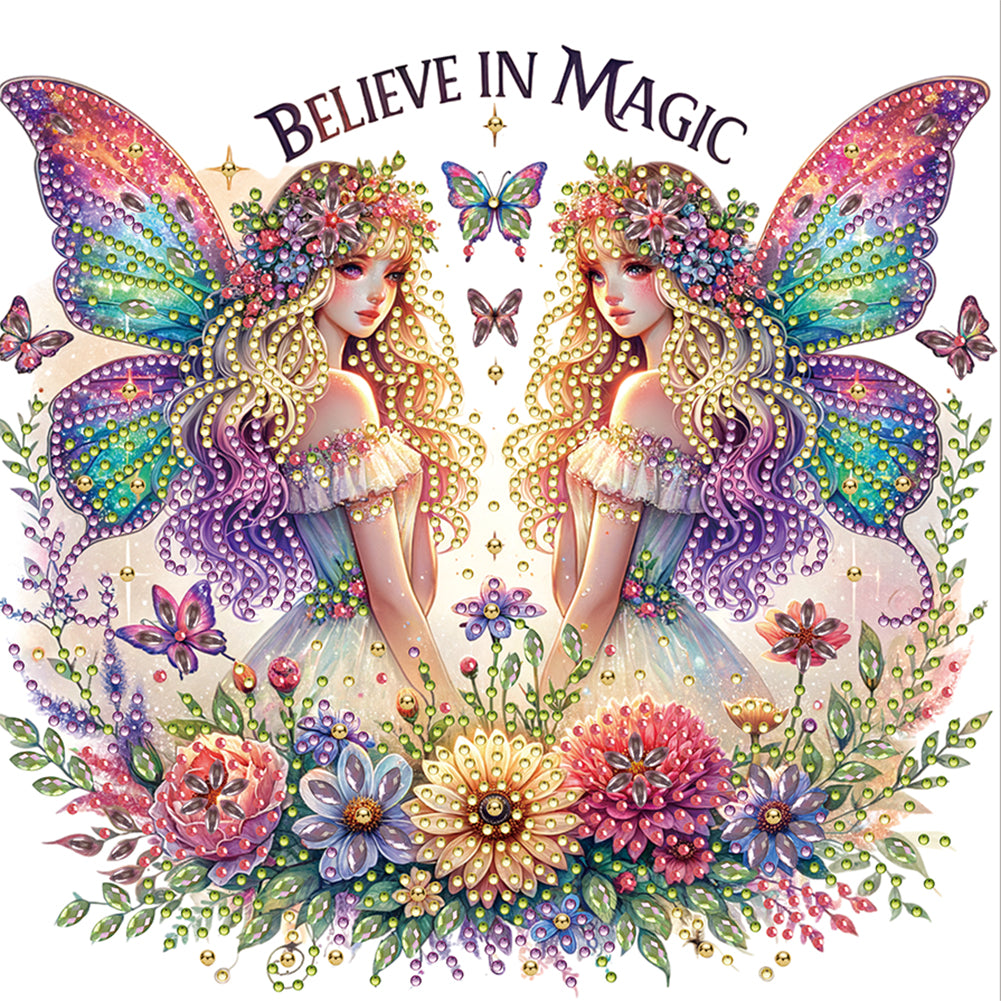 Diamond Painting - Partial Special Shaped - Butterfly Girl (30*30CM)