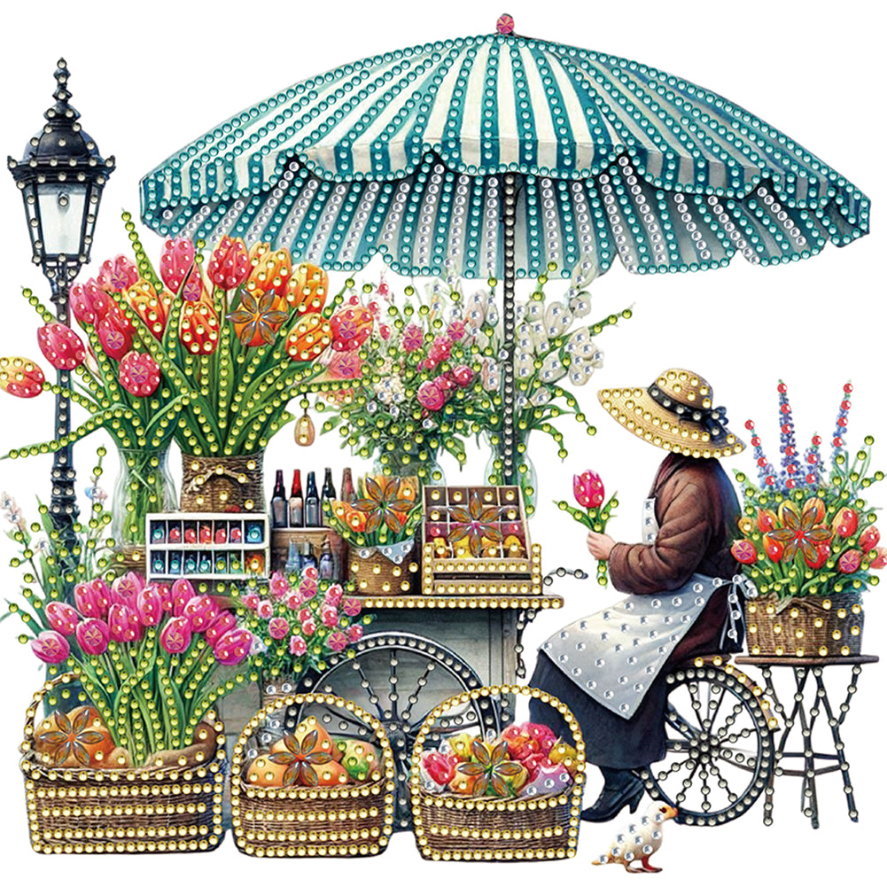 Diamond Painting - Partial Special Shaped - Flower Stall (30*30CM)