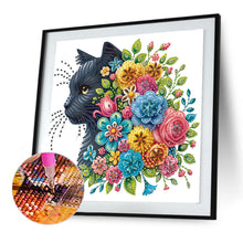 Load image into Gallery viewer, Diamond Painting - Partial Special Shaped - Cat And Flowers (30*30CM)
