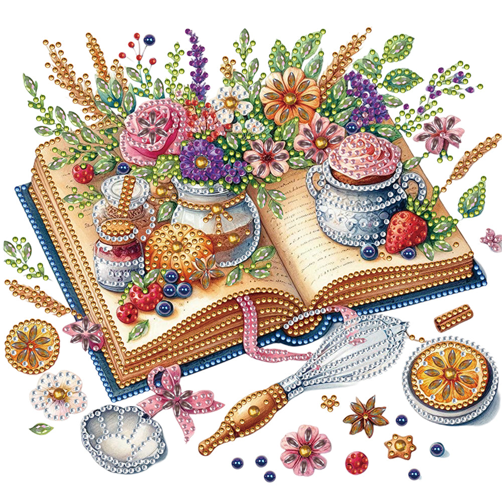 Diamond Painting - Partial Special Shaped - Book And Afternoon Tea (30*30CM)