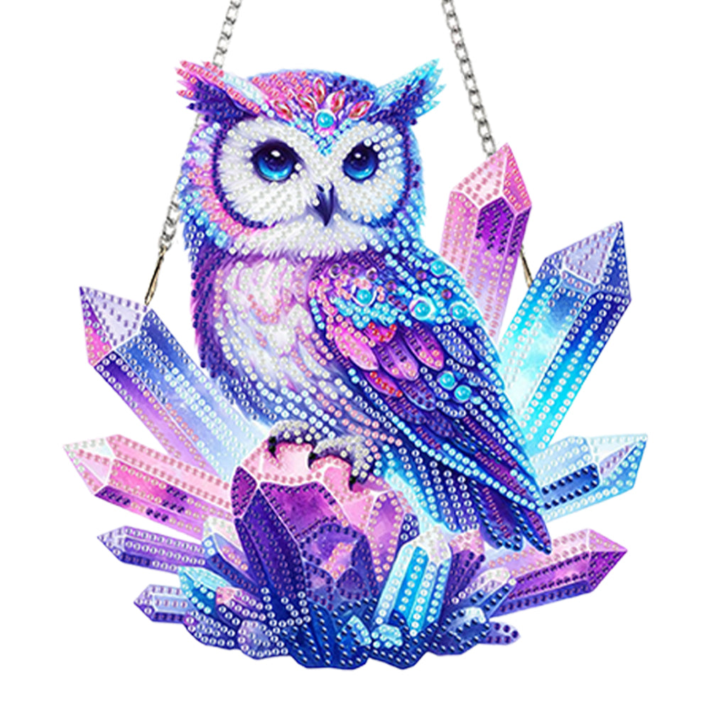 Acrylic 5D DIY Diamond Painting Hanging Pendant for Home Window Decor (Owl)