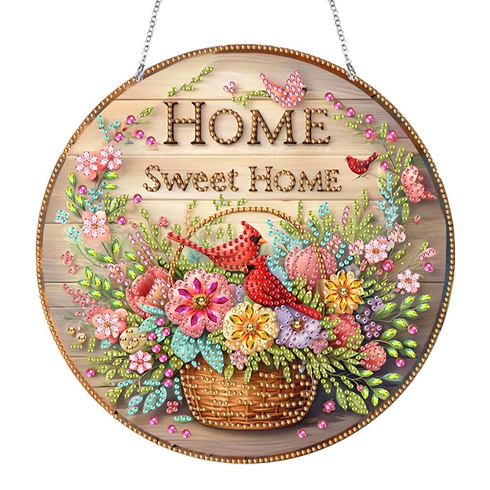 Acrylic 5D DIY Diamond Painting Hanging Pendant for Home Decor (Home Flowers)