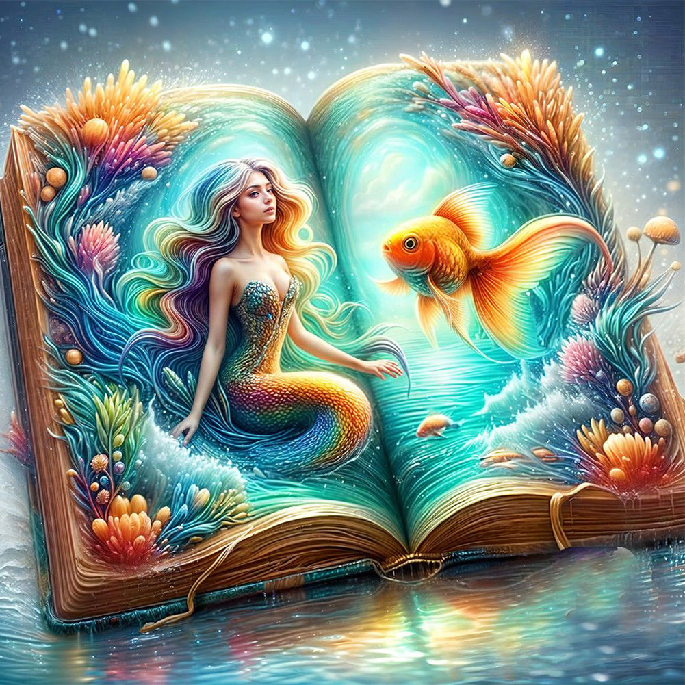 Diamond Painting - Full Round - Mermaid In Book (40*40CM)