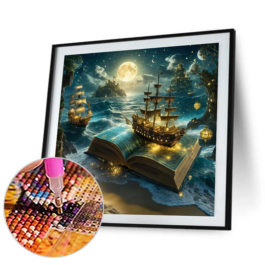 Diamond Painting - Full Round - Sailboat In Book (40*40CM)