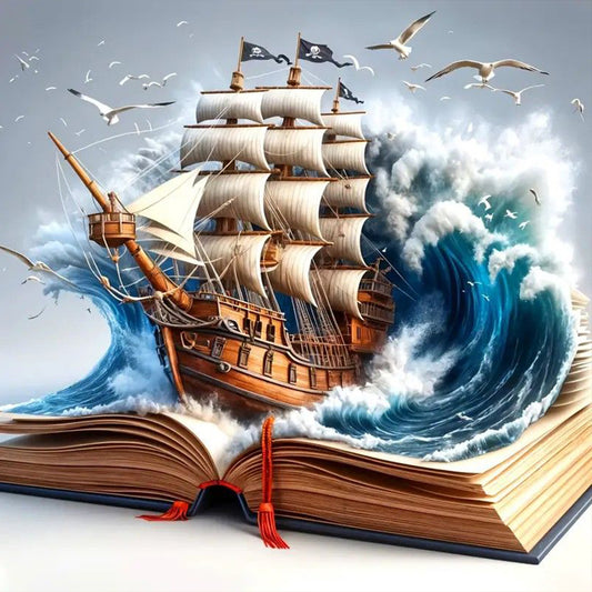 Diamond Painting - Full Round - Sailboat In Book (40*40CM)