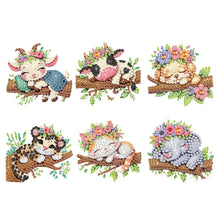 Load image into Gallery viewer, 6Pcs Diamond Painting Refrigerator Magnets Diamond Art Kits (Animals on Tree)
