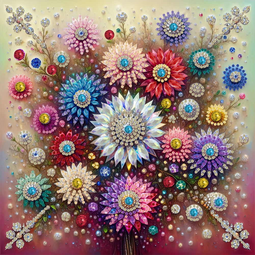Diamond Painting - Partial Special Shaped - Gemstone Flower (30*30CM)