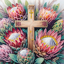 Load image into Gallery viewer, Diamond Painting - Partial Special Shaped - Cross Flower (30*30CM)
